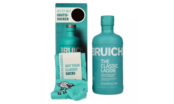 Bruichladdich THE CLASSIC LADDIE Scottish Barley Unpeated Islay Single Malt 50% Vol. 0,7l dovanų dėžutėje su kojinėmis