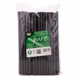 Trinkhalme Papier schwarz 21 cm 100 Stück