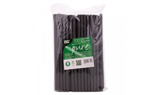 Trinkhalme Papier schwarz 21 cm 100 Stück