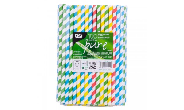 Trinkhalme Papier farbig sort. 21 cm 100 Stück