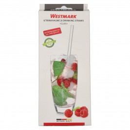 WESTMARK Trinkhalme glass gerade inkl. Reinigungsbürste 6 Stück