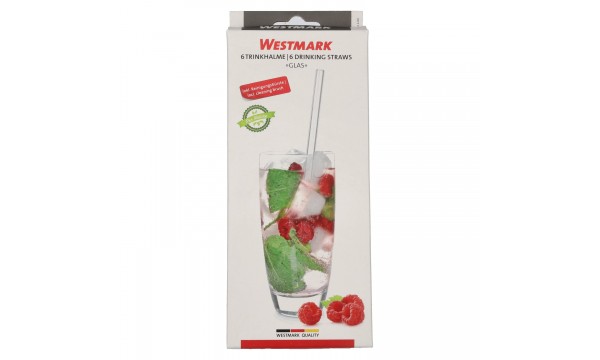 WESTMARK Trinkhalme glass gerade inkl. Reinigungsbürste 6 Stück