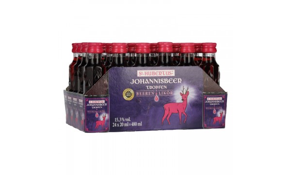 St. Hubertus JOHANNISBEER Tropfen Beeren-Likör 15,3% Vol. 24x0,02l