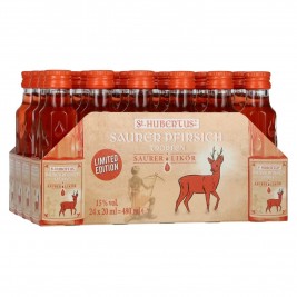 St. Hubertus SAURER PFIRSICH Tropfen Saurer-Likör Limited Edition 15% Vol. 24x0,02l