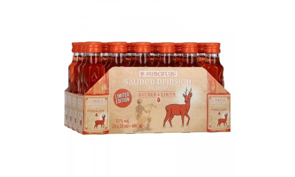 St. Hubertus SAURER PFIRSICH Tropfen Saurer-Likör Limited Edition 15% Vol. 24x0,02l St. Hubertus SAURER PFIRSICH Tropfen Saurer-Likör Limited Edition 15% Vol. 24x0,02l