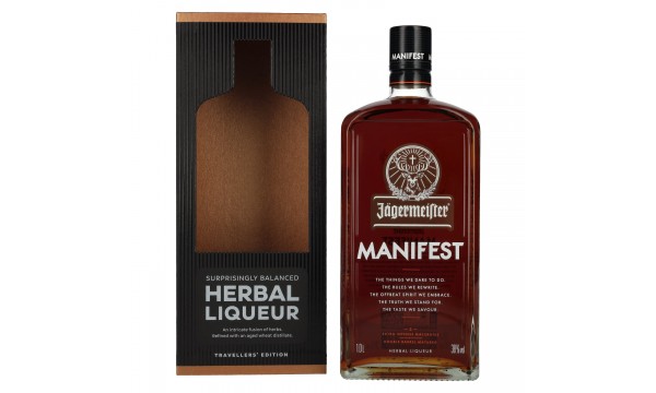 Jägermeister MANIFEST TRAVELLERS' EDITION Kräuterlikör 38% Vol. 1l dovanų dėžutėje