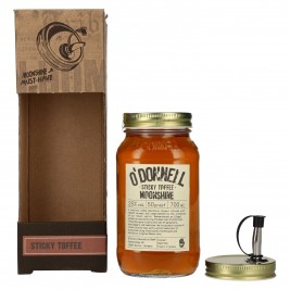 O'Donnell Moonshine STICKY TOFFEE Liqueur 25% Vol. 0,7l dovanų dėžutėje su piltuvėliu