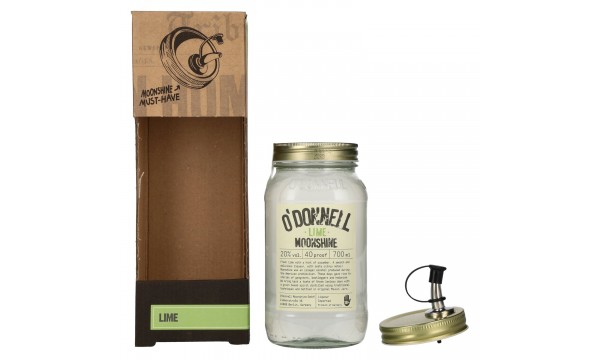 O'Donnell Moonshine LIME Likör 20% Vol. 0,7l dovanų dėžutėje su pilstykla