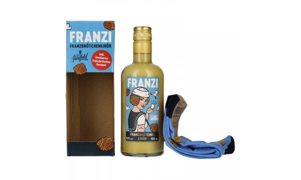 Franzi Franzbrötchen Likör 15% Vol. 0,5 l dovanų dėžutėje su kojinėmis
