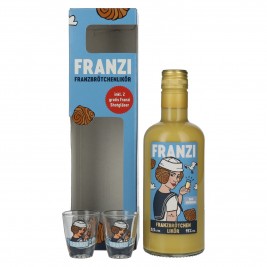 Franzi Franzbrötchen Likör 15% Vol. 0,5l dovanų dėžutėje su 2 šotų stikliukais