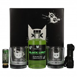 BÖSER KATER Black Light Neon Limetten Gin 40% Vol. 0,5l dovanų dėžutėje su UV lempute & akiniais