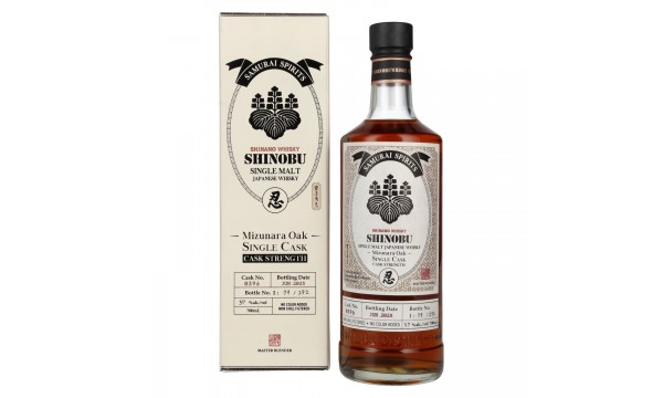 Shinobu Japanese Single Malt Toyotomi Hideyoshi Mizunara Oak 57% Vol. 0,7l dovanų dėžutėje
