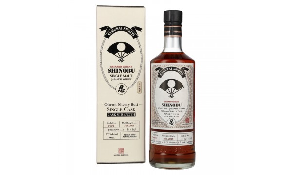 Shinobu Japanese Single Malt Satake Yoshinobu Oloroso Sherry Butt 57% Vol. 0,7l dovanų dėžutėje