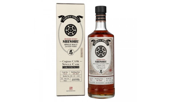 Shinobu Japanese Single Malt Chōsokabe Motochika Cognac Cask 58% Vol. 0,7l dovanų dėžutėje