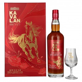 Kavalan Triple Sherry Cask Matured Lunar Horse New Year 2026 40% Vol. 0,7l dovanų dėžutėje su degustavimo taure