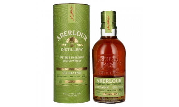 Aberlour SUTHAINN Double Sherry Cask Solera Travel Exclusive Speyside Single Malt Batch 001 48% Vol. 0,7l dovanų dėžutėje Aberlour SUTHAINN Double Sherry Cask Solera Travel Exclusive Speyside Single Malt Batch 001 48% Vol. 0,7l dovanų dėžutėje