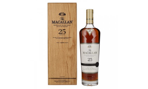The Macallan 25 Years Old SHERRY OAK 2022 43% Vol. 0,7l medinėje dėžutėje