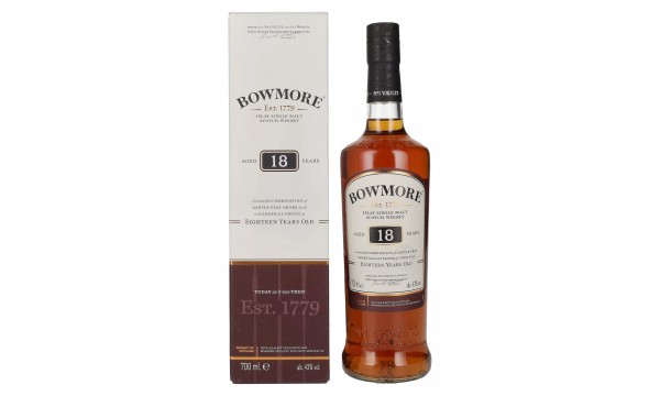 Bowmore 18 Years Old Islay Single Malt Scotch Whisky 43% Vol. 0,7l dovanų dėžutėje