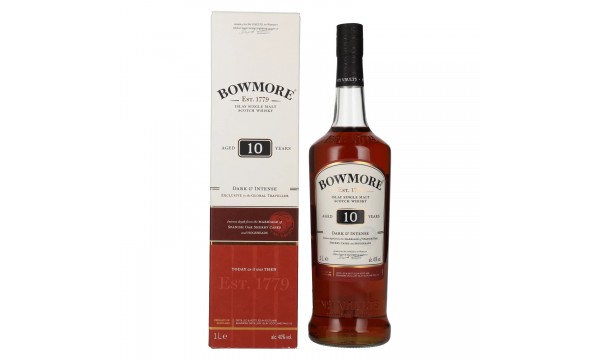 Bowmore 10 Years Old DARK & INTENSE Travel Exclusive 40% Vol. 1l dovanų dėžutėje Bowmore 10 Years Old DARK & INTENSE Travel Exclusive 40% Vol. 1l dovanų dėžutėje