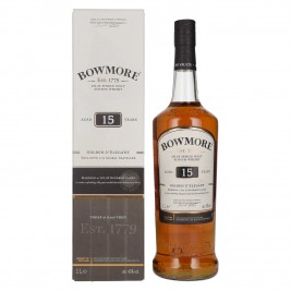 Bowmore 15 Years Old GOLDEN & ELEGANT Travel Exclusive 43% Vol. 1l dovanų dėžutėje