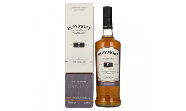 Bowmore 9 Years Old Islay Single Malt Scotch Whisky 40% Vol. 0,7l dovanų dėžutėje Bowmore 9 Years Old Islay Single Malt Scotch Whisky 40% Vol. 0,7l dovanų dėžutėje