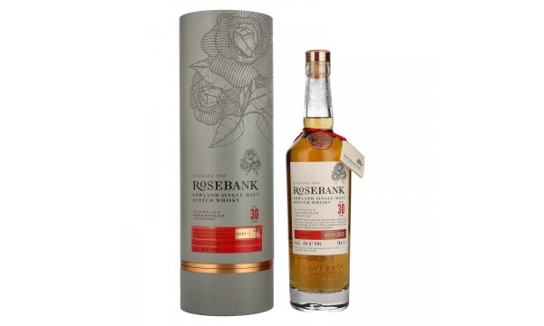 Rosebank 30 metų senumo Lowland Single Malt dovanų dėžutėje