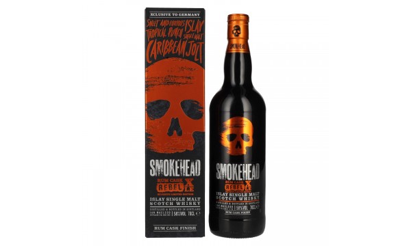 Smokehead RUM REBEL Rum Cask XLE Islay Single Malt Xclusive Limited Edition 58% Vol. 0,7l dovanų dėžutėje