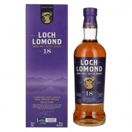Loch Lomond 18 metų vieno malto viskis karamelizuotas obuolys ir medienos dūmai 46% vol. 0,7 l dovanų dėžutėje