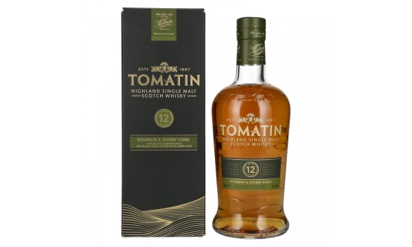 Tomatin 12 Years Old BOURBON & SHERRY CASKS 43% Vol. 0,7l dovanų dėžutėje