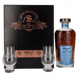 Signatory Vintage BOWMORE 45 metų 30-asis jubiliejus 1972 46,7% Vol. 0,7l medinėje dėžėje su 2 taurėmis