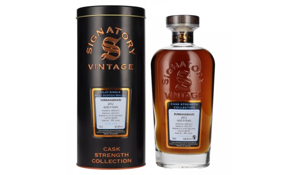 Signatory Vintage BUNNAHABHAIN 9 Years Old Cask Strength 2012 64,8% Vol. 0,7l skardinėje dėžutėje