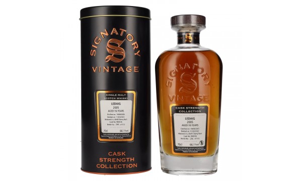 Signatory Vintage LEDAIG 16 Years Old Cask Strength 2005 66,1% Vol. 0,7l dėžutėje iš skardos