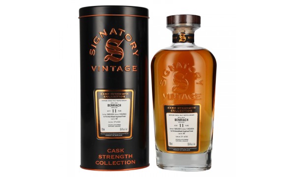 Signatory Vintage BENRIACH 11 Years Old 1st Fill Amontillado Cask Cask Strength #101 2015 58,4% Vol. 0,7l metalininėje dėžutėje Signatory Vintage BENRIACH 11 Years Old 1st Fill Amontillado Cask Cask Strength #101 2015 58,4% Vol. 0,7l metalininėje dėžutėje