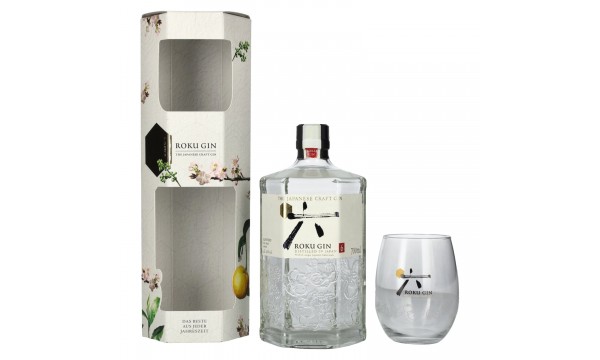 Roku Gin The Japanese Craft Gin 43% Vol. 0,7l dovanų dėžutėje su stiklu