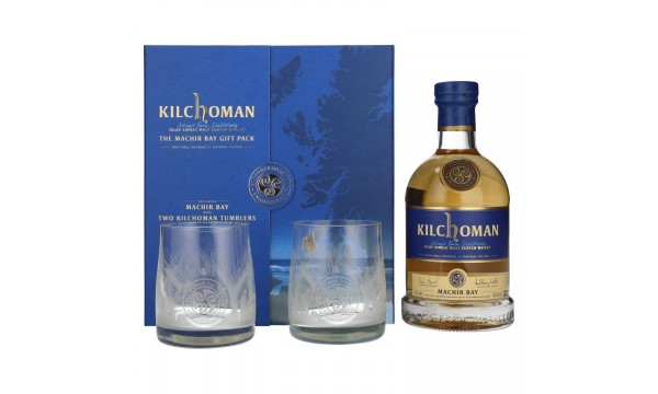 Kilchoman THE MACHIR BAY 46% Vol. 0,7l dovanų dėžutėje su 2 taurelėmis