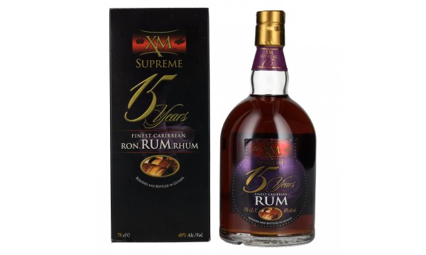 XM SUPREME 15 Years Old Finest Caribbean Rum 40% Vol. 0,7l dovanų dėžutėje