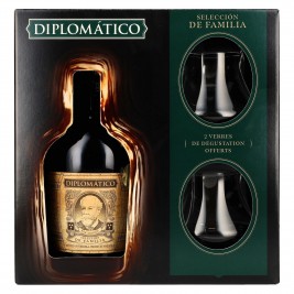 Diplomático SELECCIÓN DE FAMILIA Rum 43% Vol. 0,7l dovanų dėžutėje su 2 stiklinėmis