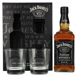 Jack Daniel's Tennessee Whiskey 40% Vol. 0,7l dovanų dėžutėje su 2 Rocks stiklinėmis