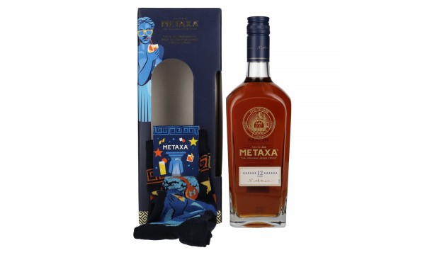Metaxa 12 Stars 40% Vol. 0,7l dovanų dėžutėje su kojinėmis