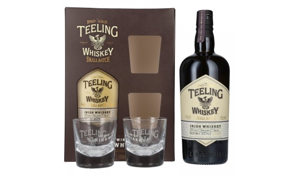 Teeling Whiskey SMALL BATCH Irish Whiskey Rum Cask 46% Vol. 0,7l dovanų dėžutėje su dviem stiklinėmis