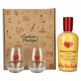 Cantares de Portugal Licor de Pastel de Nata 15% Vol. 0,7l dovanų dėžutėje su 2 stiklinėmis