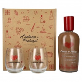 Cantares de Portugal Licor de Chocolate com Ginia 15% Vol. 0,7l dovanų dėžutėje su 2 stiklinėmis
