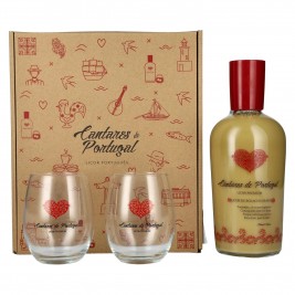 Cantares de Portugal Licor de Bolacha Maria 15% Vol. 0,7l dovanų dėžutėje su 2 stiklais