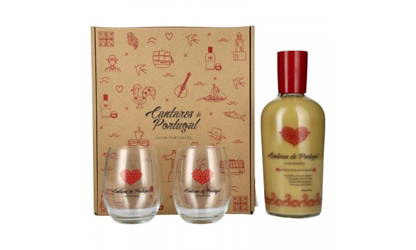 Cantares de Portugal Licor de Bolacha Maria 15% Vol. 0,7l dovanų dėžutėje su 2 stiklais