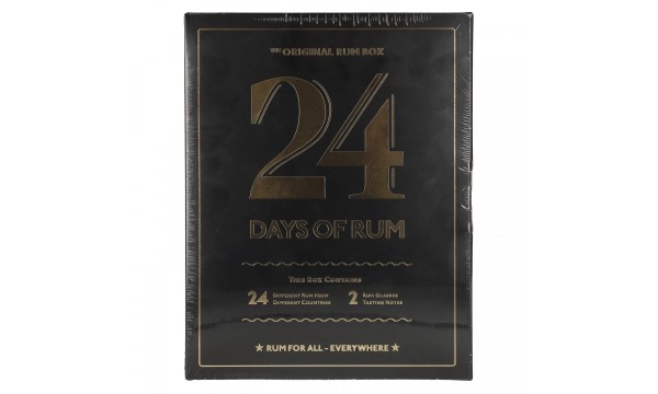 24 DAYS OF RUM The Original Rum Box Black Edition 41,3% Vol. 24x0,02l dovanų dėžutėje su 2 degustaciniais stikliukais