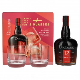 Dictador 12 Years Old ICON RESERVE Colombian Rum 40% Vol. 0,7l dovanų dėžutėje su 2 stiklais