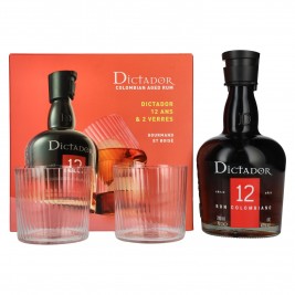Dictador 12 Years Old ICON RESERVE Colombian Rum 40% Vol. 0,7l dovanų dėžutėje su 2 stiklais
