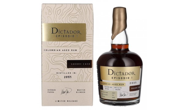 Dictador EPISODIO I 16 Years Old SHERRY CASK Rum 2005 44% Vol. 0,7l dovanų dėžutėje