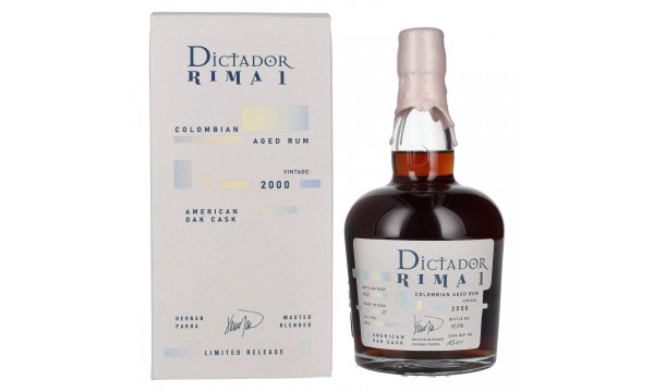 Dictador RIMA 1 22 Years Old AMERICAN OAK Cask Vintage 2000 43% Vol. 0,7l dovanų dėžutėje