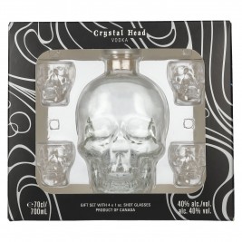 Crystal Head Vodka 40% Vol. 0,7l dovanų dėžutėje su 4 šotų taurelėmis